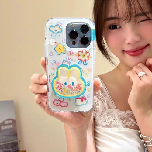 多巴胺撞色涂鸦星星小兔支架适用vivo iQOO 15ultra/Z10turbo/Z11x手机壳neo11/9spro+8SE女Z9/Z8X/13/11新款