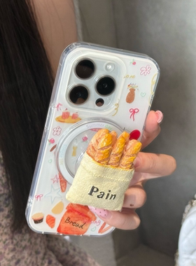 创意立体法棍面包袋磁吸支架适用1加15/ACE6T一加Turbo6V手机壳13R/12/10R女11新款oneplusACE5/3Pro保护套2V