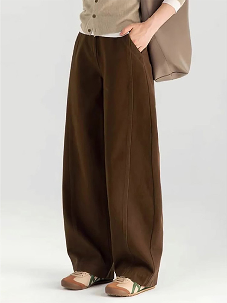 覆古咖色拖地阔腿裤独特秋冬新款女高腰长裤宽松弯刀裤垂感超好看,女装/女士精品,大码裤装,淘宝优惠券,粉丝福利购,淘宝优惠卷