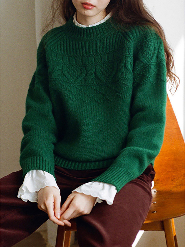 绿色软糯毛衣宽松显瘦秋冬新款女休闲百搭针织衫上衣减龄别致时尚,女装/女士精品,大码内搭,淘宝优惠券,粉丝福利购,淘宝优惠卷