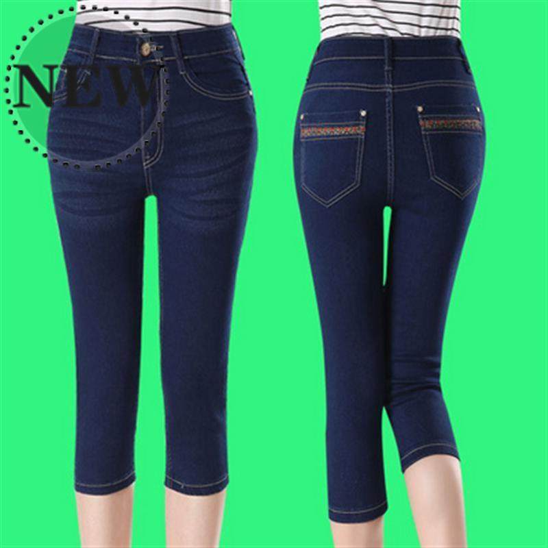 夏天中裤新款高腰弹力大码薄款牛仔裤女7七5分裤女装中年马裤宽松在类目 女装/女士精品, 牛仔裤中 - 来自Buy2taobao.com提供专业的淘宝代购服务