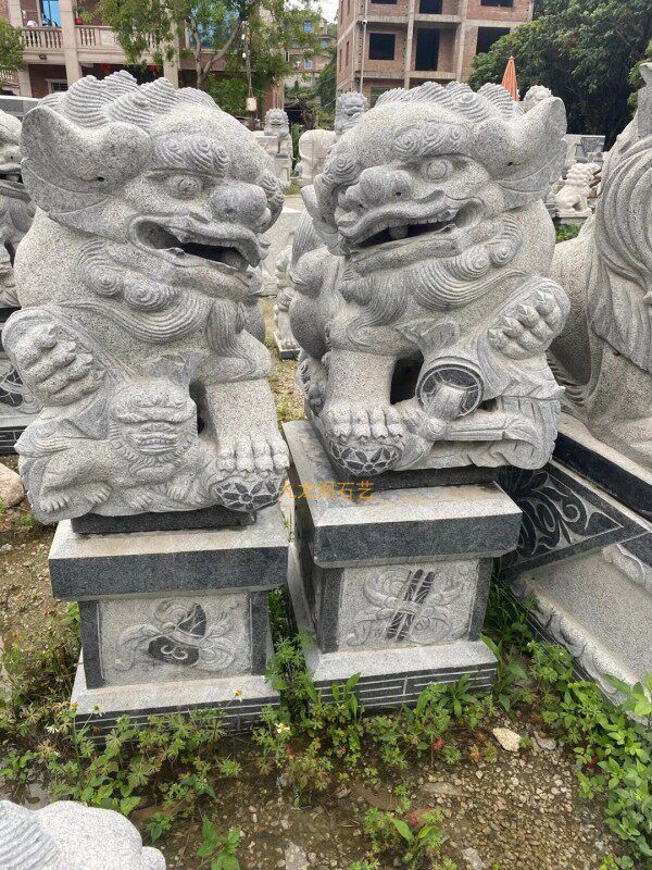 花岗岩献钱狮镇宅招财原石狮子