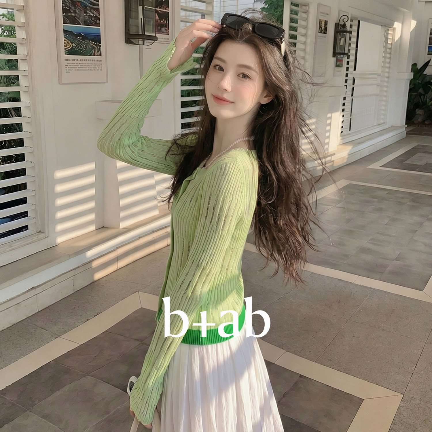 itb+ab绿色针织开衫女2026秋季图片