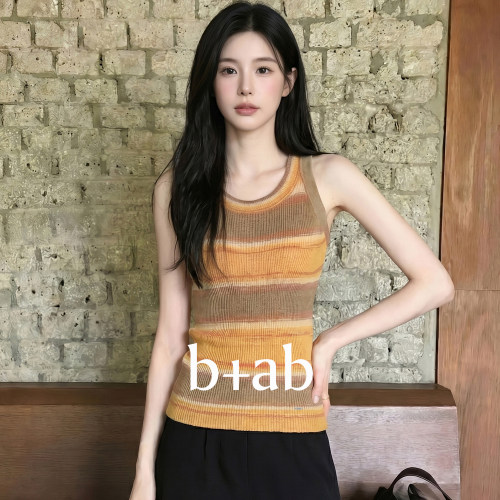 itb+ab撞色条纹针织背心女