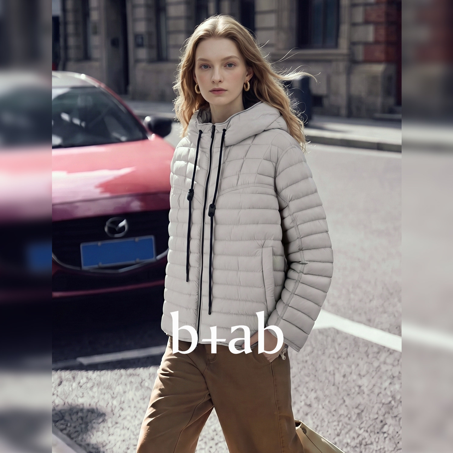 it b+ab 2026冬季新款连帽羽绒服女宽松百搭设计感白鸭绒防风外套