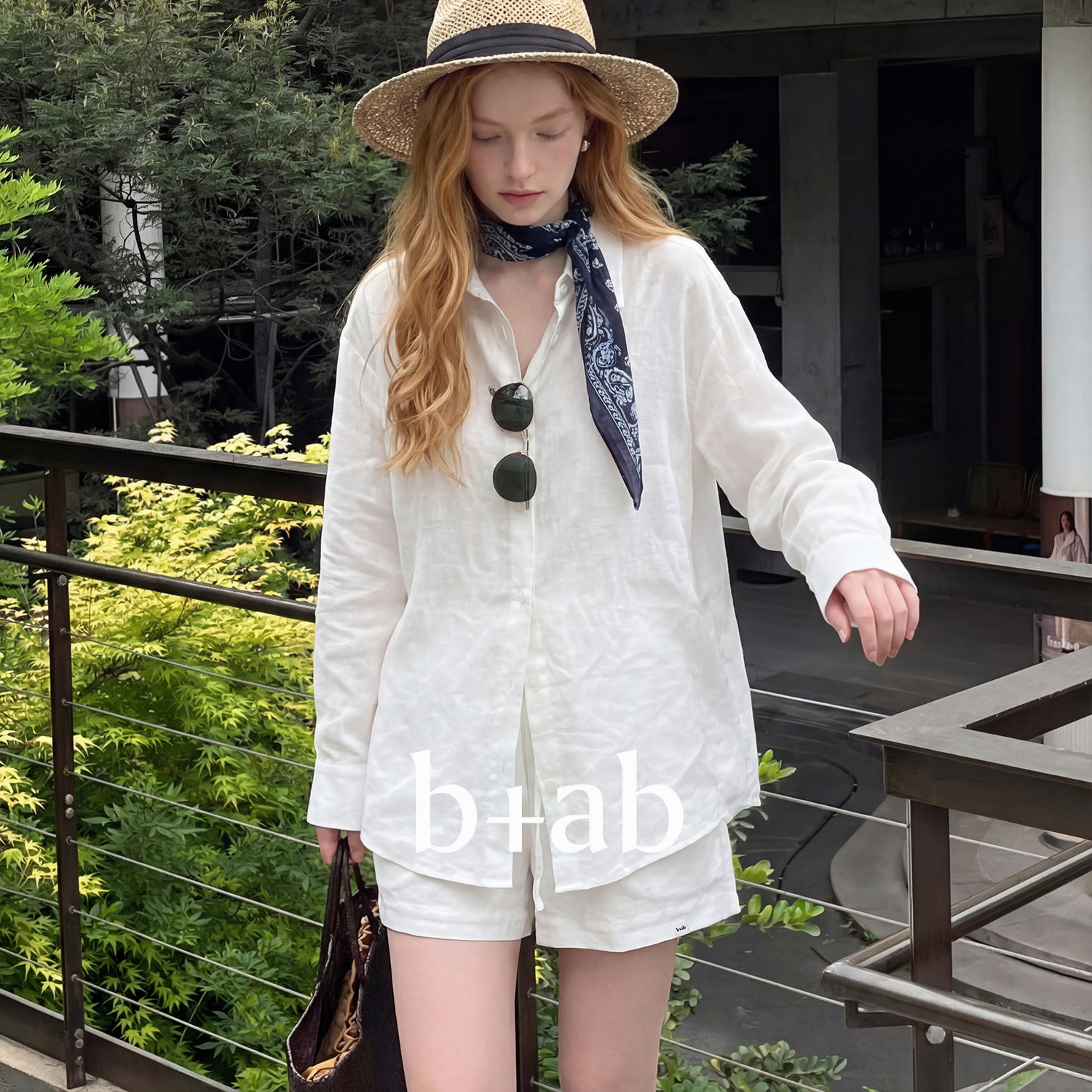 it b+ab简约短裤女秋季新款高腰抽绳系带卷边A字显瘦休闲百搭热裤