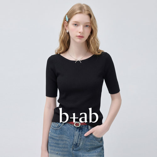 itb+ab黑色显瘦短袖针织衫女