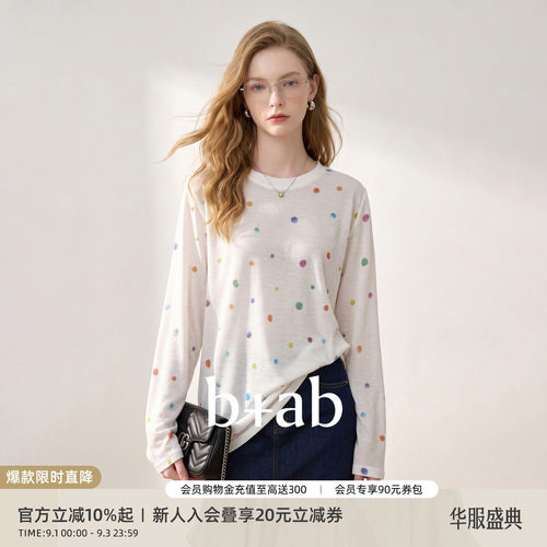 itb+ab韩系彩色波点长袖罩衫