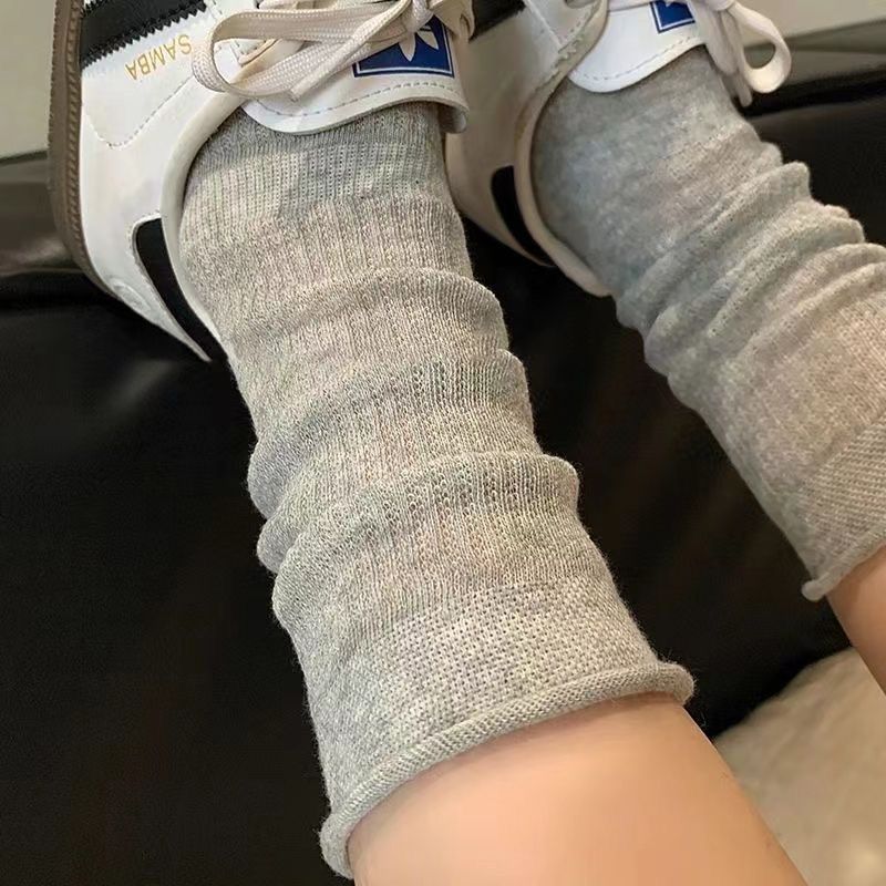 夏季慵懒风袜子女芭蕾风中筒袜百搭显瘦堆堆袜网眼透气卷边小腿袜图片