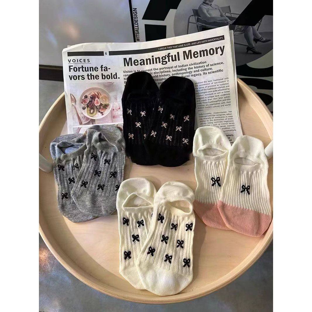 夏季薄棉新款ins潮蝴蝶结透气网眼防滑不掉跟浅口隐形船袜子女,女士内衣/男士内衣/家居服,船袜,淘宝优惠券,粉丝福利购,淘宝优惠卷