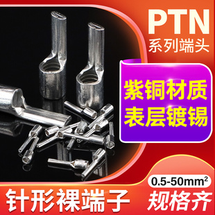 针形裸端头插针式接线端子PTN1.25/2/5.5-10/12/18线鼻子铜端子