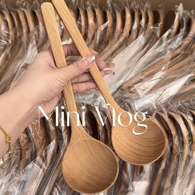 吃螺狮粉专用木勺日式家用食品级无漆无蜡嗦粉勺家用长柄榉木勺子