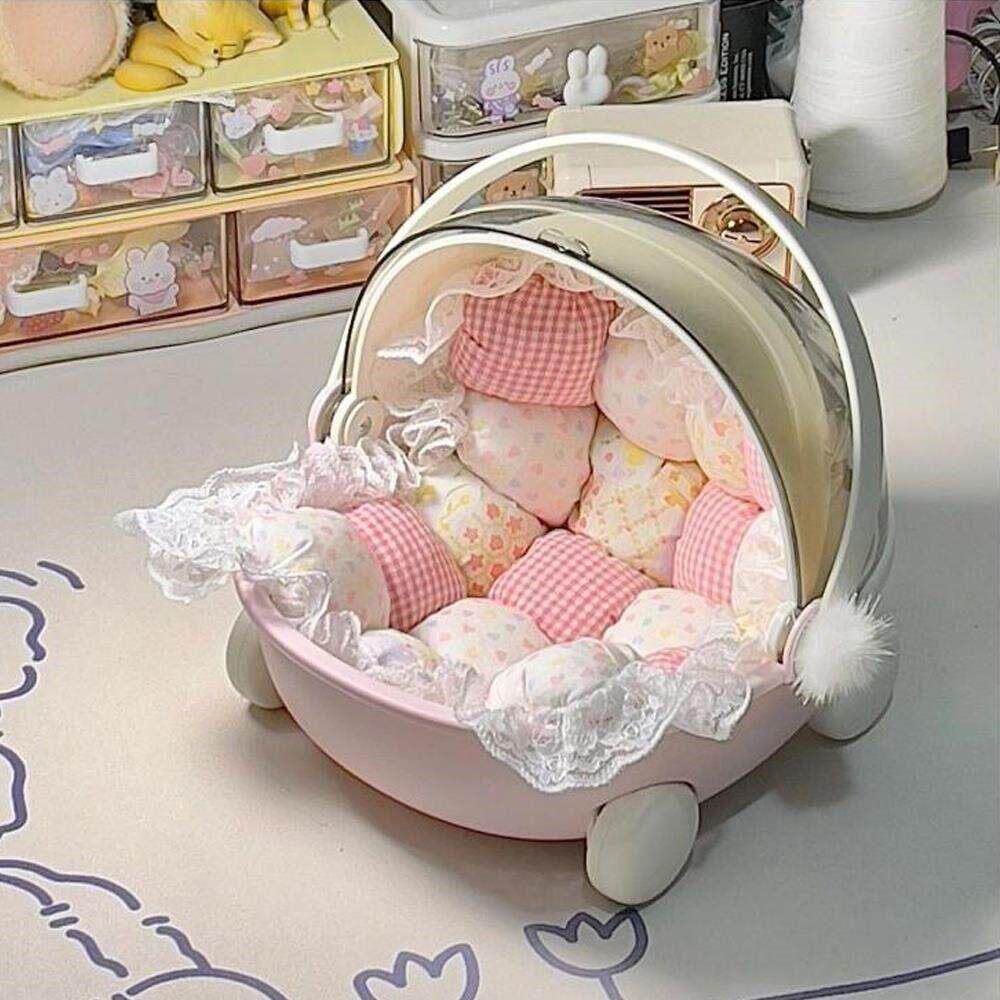 手提桌面摇篮收纳盒子棉花娃娃可爱宿舍好物零食筐婴儿车