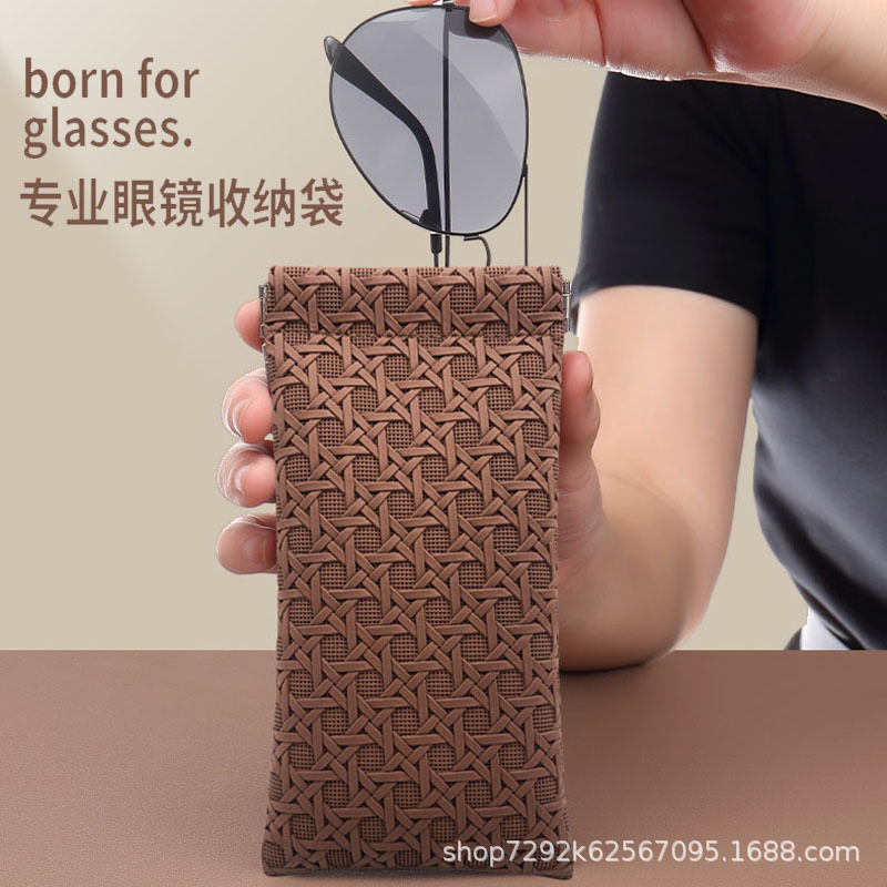 眼镜袋墨镜太阳镜皮质弹片自动闭合便携式收纳包防水眼镜束口皮套