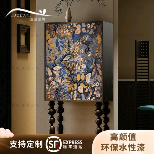 法式轻奢花卉高脚收纳斗柜