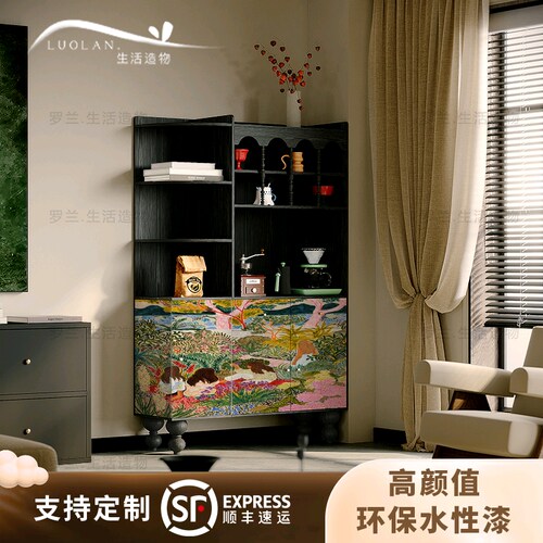 法式丛林实木餐边柜角落置物