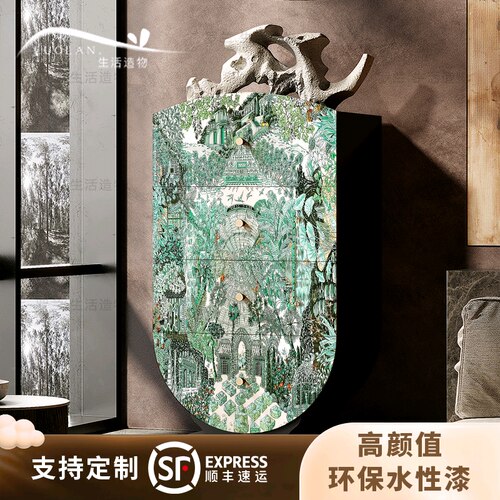法式绿色城堡实木四斗柜玄关收纳