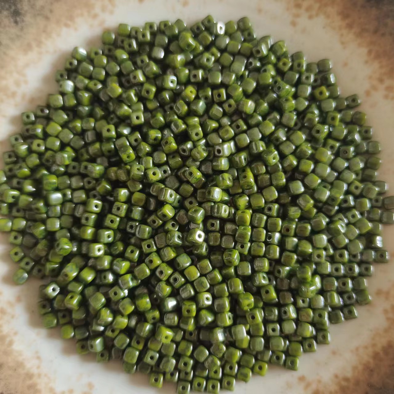 【十颗】捷克毕加索油画方珠4mm手工材料配件琉璃珠