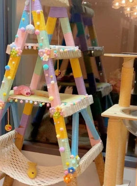 4猫爬架麻绳猫咪磨爪手工diy材料自制玩具彩色绿色红色猫抓板爬柱