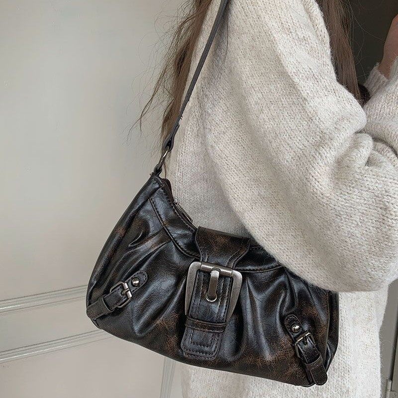 做旧Y2K朋克机车废土风复古腋下包新款法式质感百搭手提单肩包,箱包皮具/热销女包/男包,通用款女包,淘宝优惠券,粉丝福利购,淘宝优惠卷