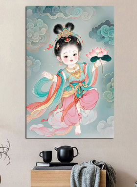 年画宝宝福禄双至挂画喜庆布置装饰画婴儿娃娃招财童子海报墙挂画