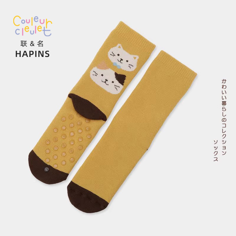 联名HAPiNS猫咪加厚中高筒袜鲨鱼裤配春秋中筒秋冬毛绒长袜女袜