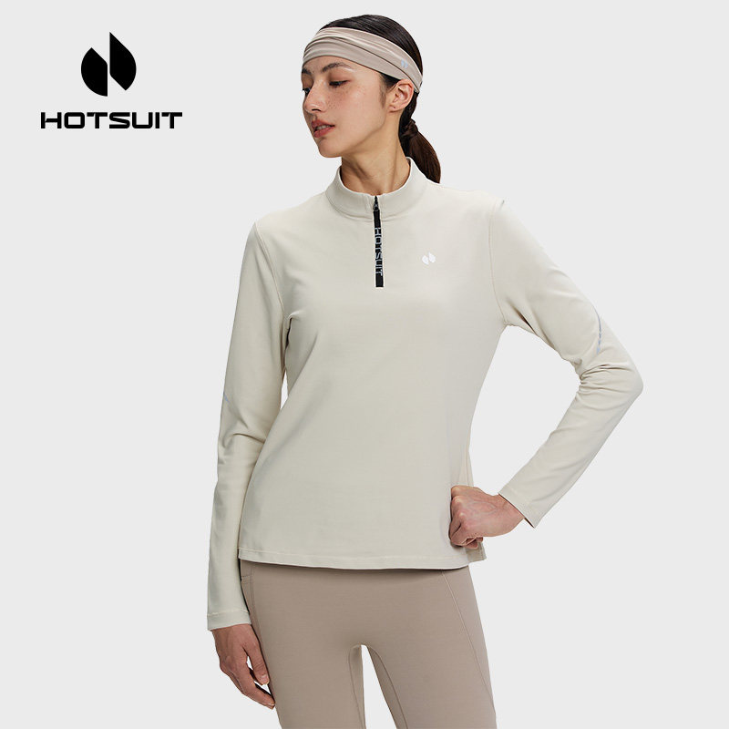 hotsuit后秀长袖T恤女款2024秋冬新款保暖训练服跑步运动健身上衣