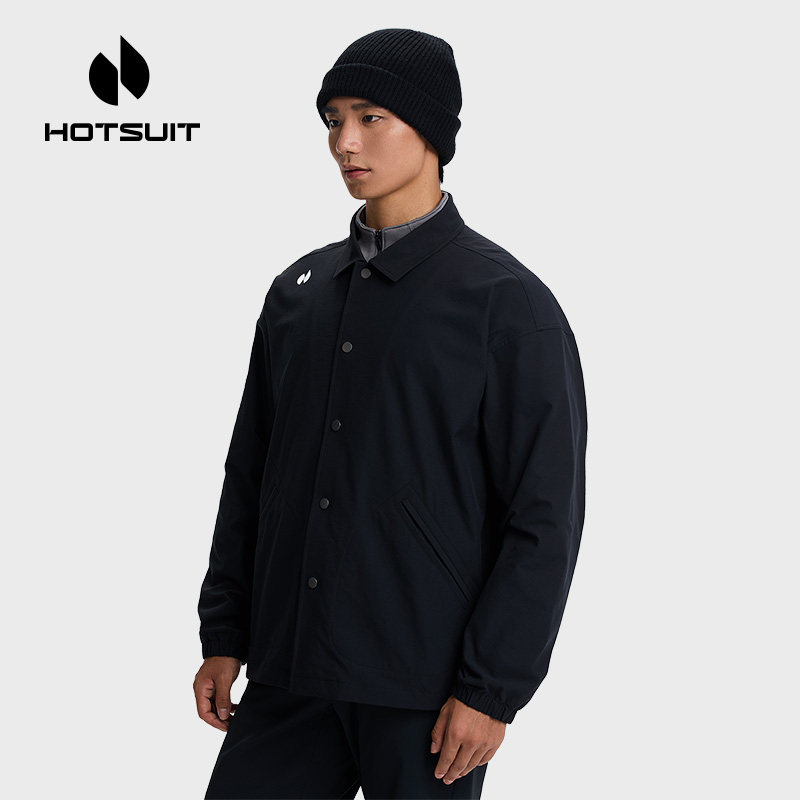 hotsuit后秀外套男士2024秋季夹克连帽保暖开衫卫衣针织修身上衣
