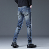 四季款水洗潮牌时尚压花设计修身小脚休闲牛仔裤男D218-6603-P85，男装牛仔裤，电商D218