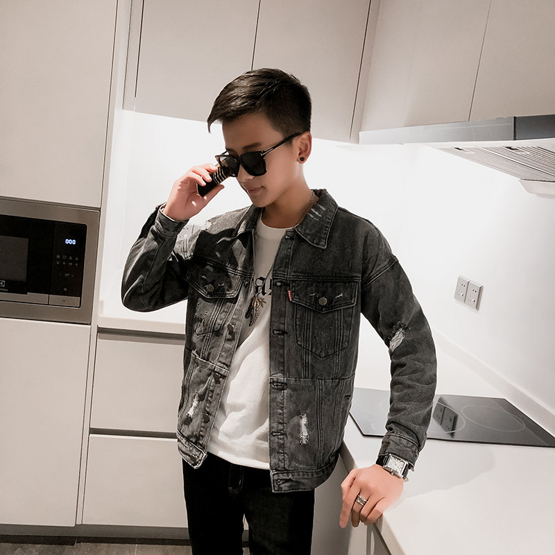 2021春款社会小伙虎头亮片牛仔夹克外套牛仔衣男QT5031-3588-P125,男装夹克,电商D218