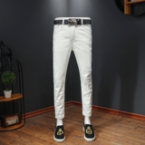 2021新款水洗潮牌白色弹力牛仔裤男微跨小脚裤QT5031-89572-P85，男装牛仔裤，电商D218