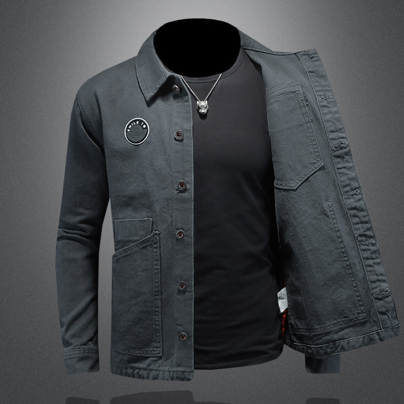 春秋高端潮款时尚休闲夹克男外套翻领上衣D218-JK546-P135,男装夹克,电商D218