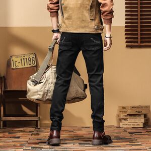 秋冬新款美式高街水洗机车牛仔裤男修身高品质长裤D218-8367-P120图片
