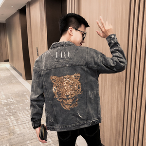 2021春款社会小伙虎头亮片牛仔夹克外套牛仔衣男QT5031-3588-P125图片