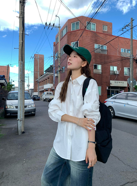 WHYSTUDIO 韩系百搭叠穿经典设计感白色长袖衬衫休闲氛围感百搭