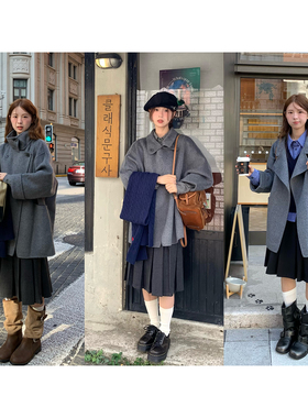 WHYSTUDIO 山羊绒高奢质感3ways翻领立领牛角扣中长款双面呢大衣