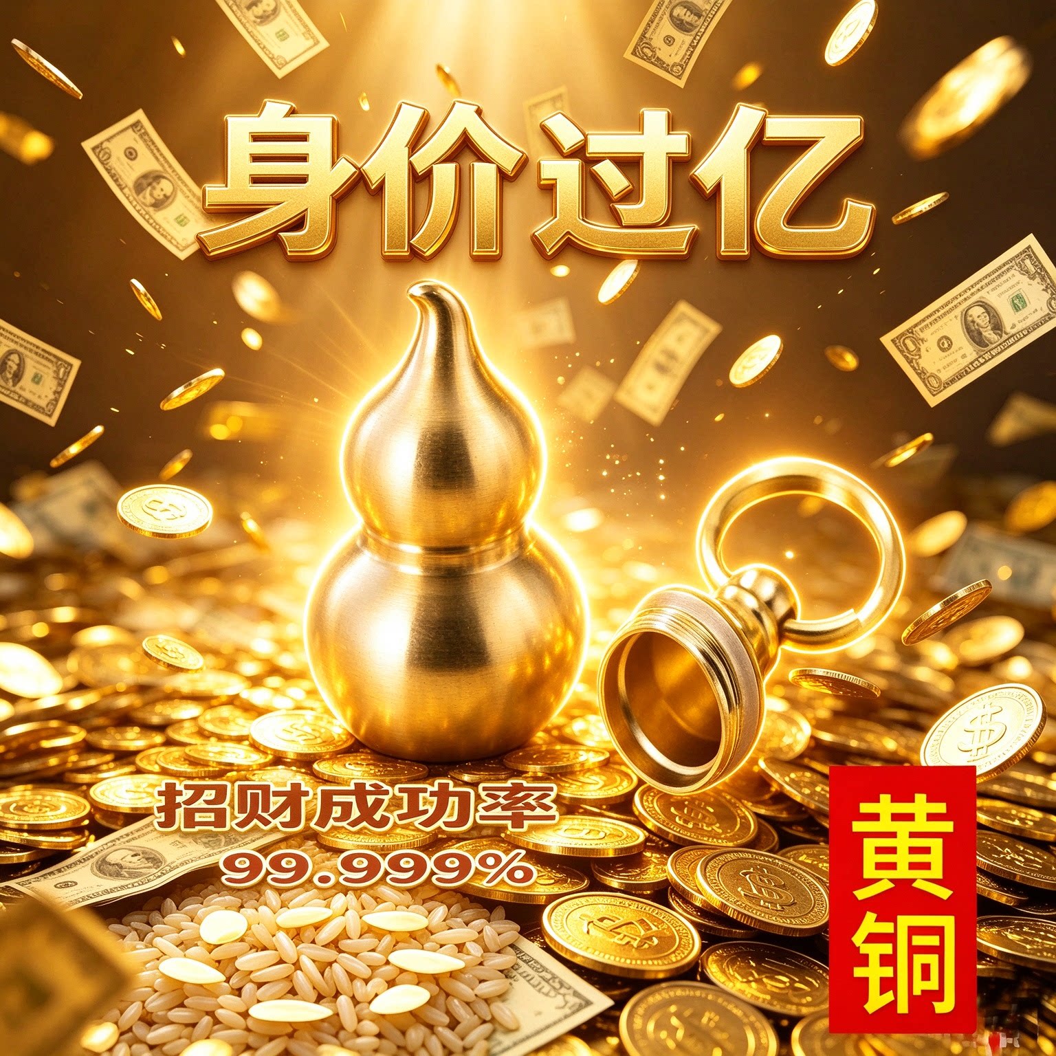 纯黄铜空心葫芦钥匙扣可装朱砂七粒米福禄铜葫芦挂件随身汽车钥匙