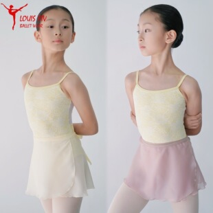 绸缎质感儿童系带短裙 路易十四芭蕾练功女童细闪半身裙弹力腰带