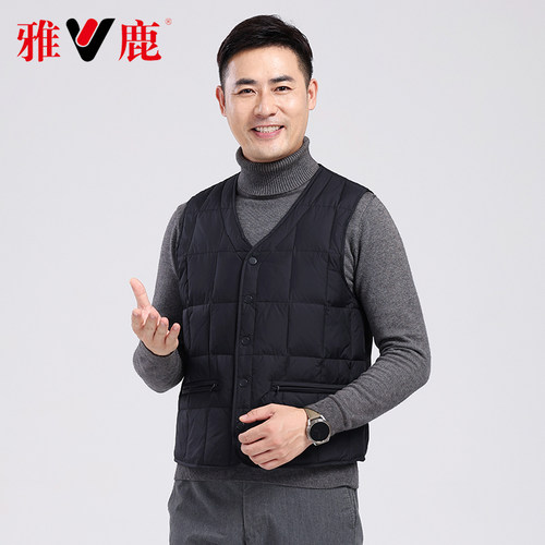雅鹿羽绒马甲男内穿加厚保暖背心