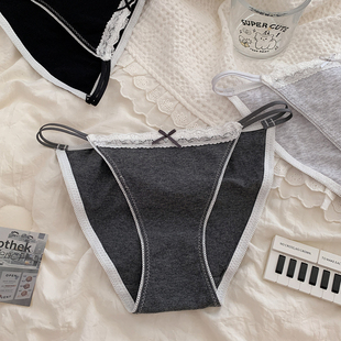 三角裤 简约舒适透气纯棉蝴蝶结蕾丝边2024新款 女 日式 高知学妹