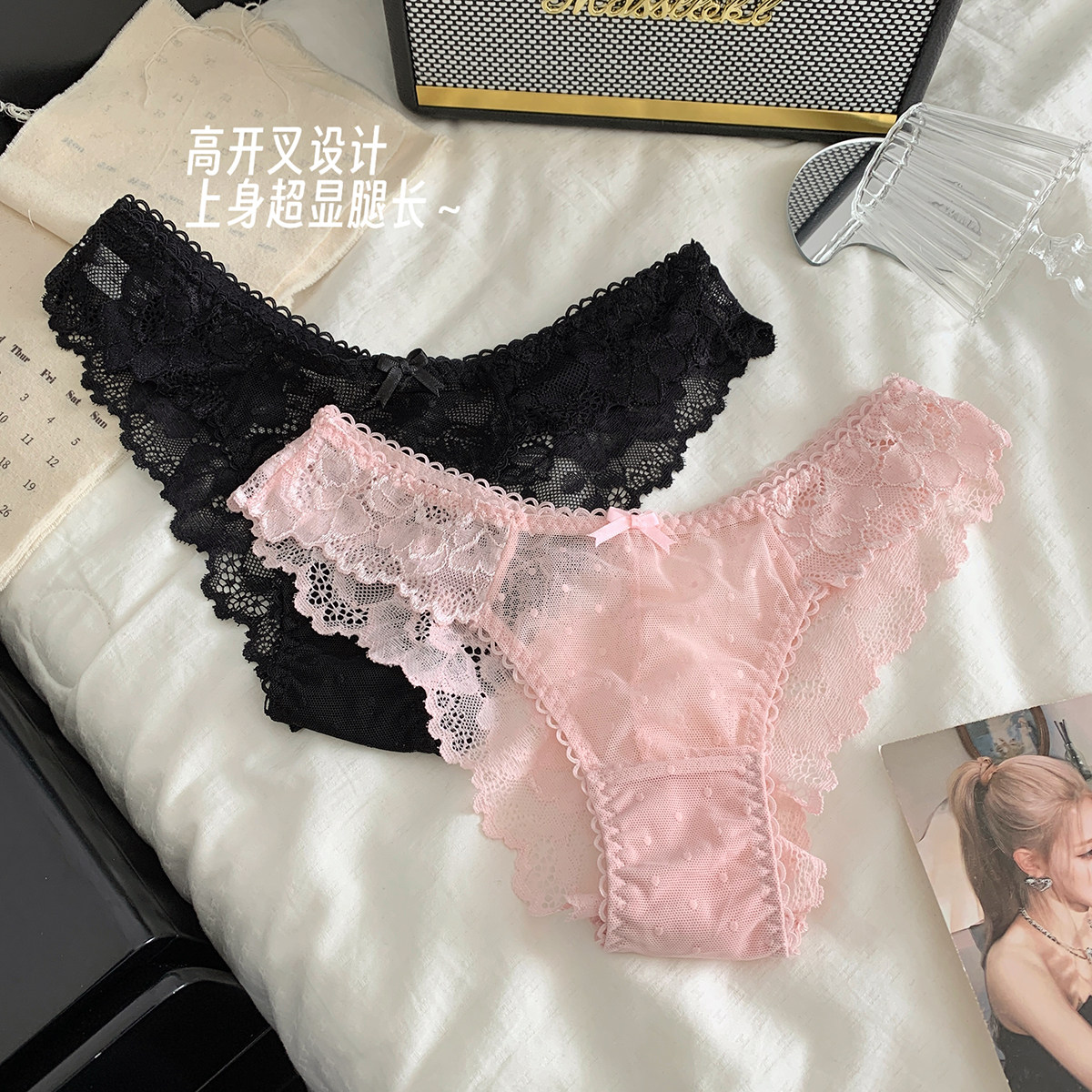 禁欲系 蕾丝内裤女性感低腰透气女士法式三角裤纯欲风夏季薄款