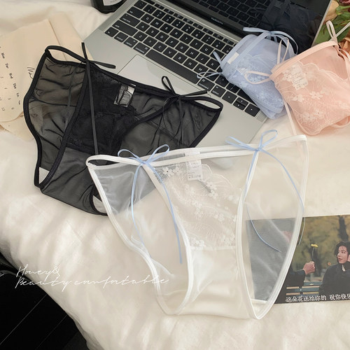 反转邂逅  法式纯欲风碎花内裤女蕾丝性感夏季网纱三角裤女生低腰