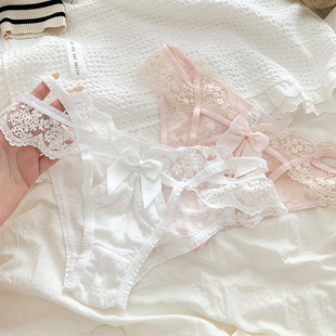 低腰蕾丝镂空蝴蝶结少女内裤 纯欲美眉 日系甜美性感纯欲风新款