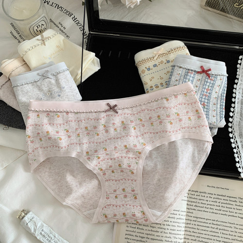 甜蜜原野 少女中腰日系甜美纯棉蝴蝶结舒适透气女生内裤2025新款