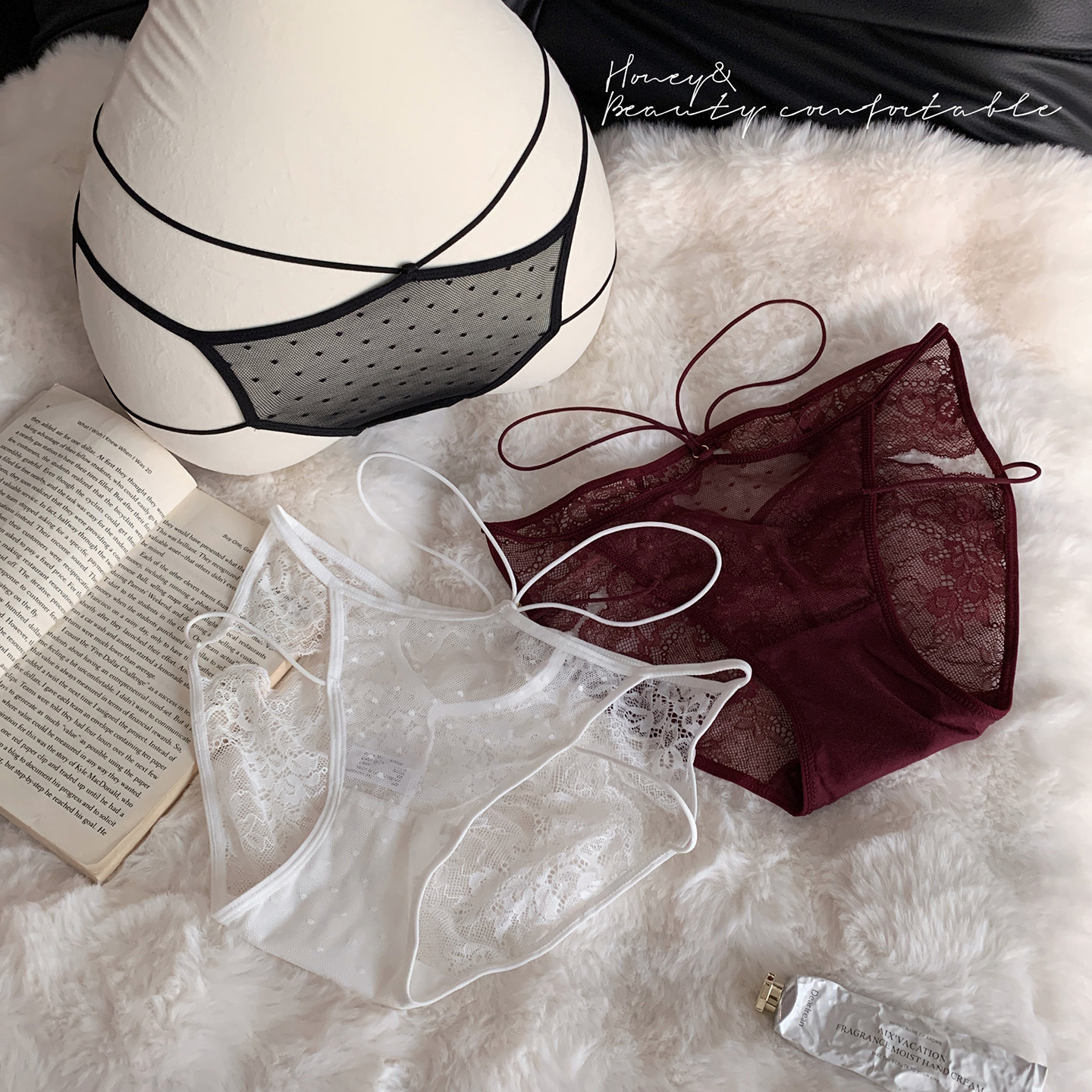 XIAOMiWU 失守沉沦 性感蕾丝内裤女透气镂空腰带低腰诱惑少女内裤,女士内衣/男士内衣/家居服,女三角裤,淘宝优惠券,粉丝福利购,淘宝优惠卷