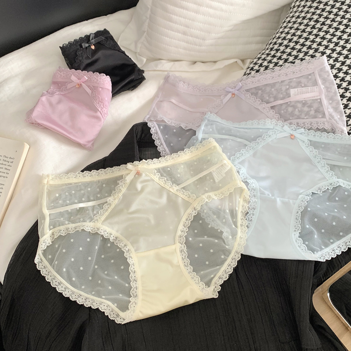 小心动 法式性感内裤少女蕾丝薄款低腰薄款女生三角裤2025新款