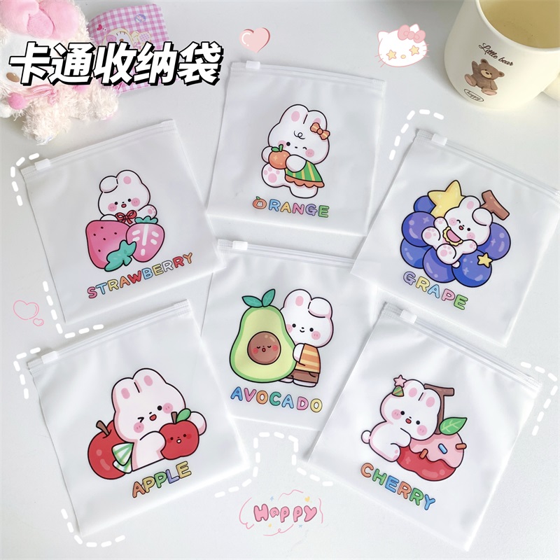 ins创意卡通可爱零食大号包装袋可爱小熊小兔正方形饼干糖果自封