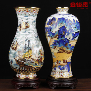 北京景泰蓝花瓶丝绸之路盛世和平瓶商务公司周年庆贺礼品大师作品