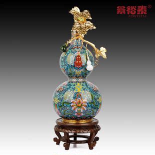 22寸景泰蓝铜葫芦福寿绵长中式 饰礼品摆件 客厅商务办公室书柜装