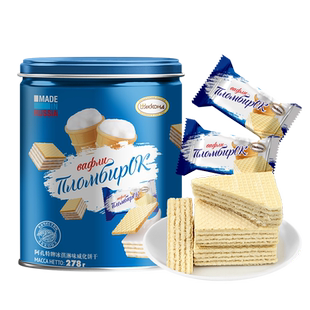 俄罗斯进口威化饼干阿孔特原装冰淇淋菲利莫奶酪味桶装零食品